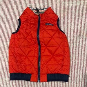 Patagonia Red Quilted Kids Vest with Navy Trim 5T